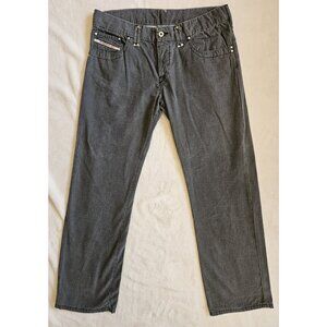 Mens Deisel Tiiner Grey Pants Size 36 Button Closure 100% Cotton